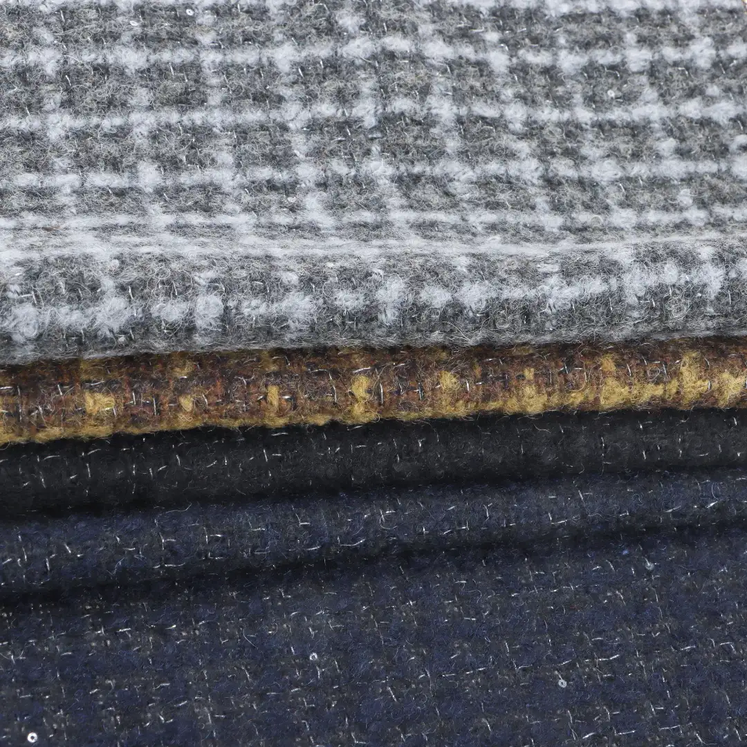 China Fabric for Jackets,Skirt,Trench Coat,Overcoat,Suit,Waist coat Chanel-Style Fabric Woolen Polyester Wool Other Coffee Gray  Bue Black color buy from China wholesaler bulk order at wholesale price free worldwide shipping Alibaba