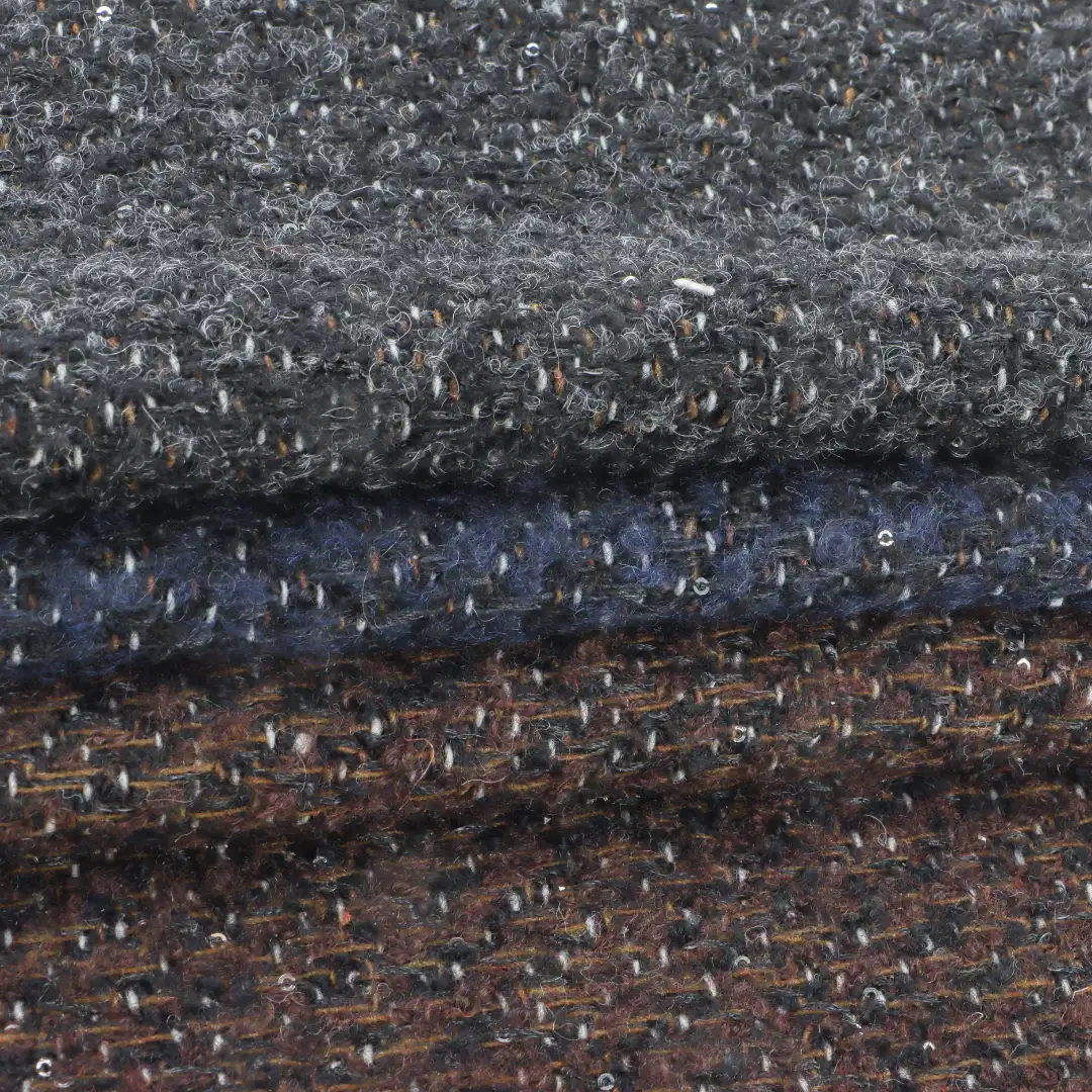 China Fabric for Jackets,Trench Coat,Overcoat,Suit,Waist coat Chanel-Style Fabric Woolen Polyester Wool Other Black Brown Blue color buy from China wholesaler bulk order at wholesale price free worldwide shipping Alibaba