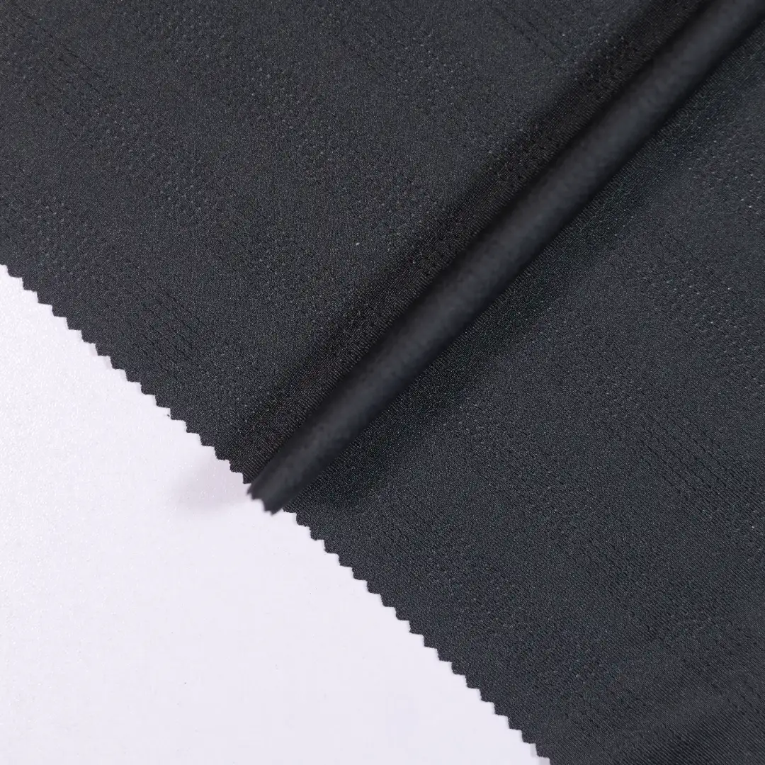 China Fabric for Shirt,Crop Top,Skirt Jacquard Knit Fabric Polyester Spandex black color buy from China wholesaler bulk order at wholesale price free worldwide shipping Alibaba