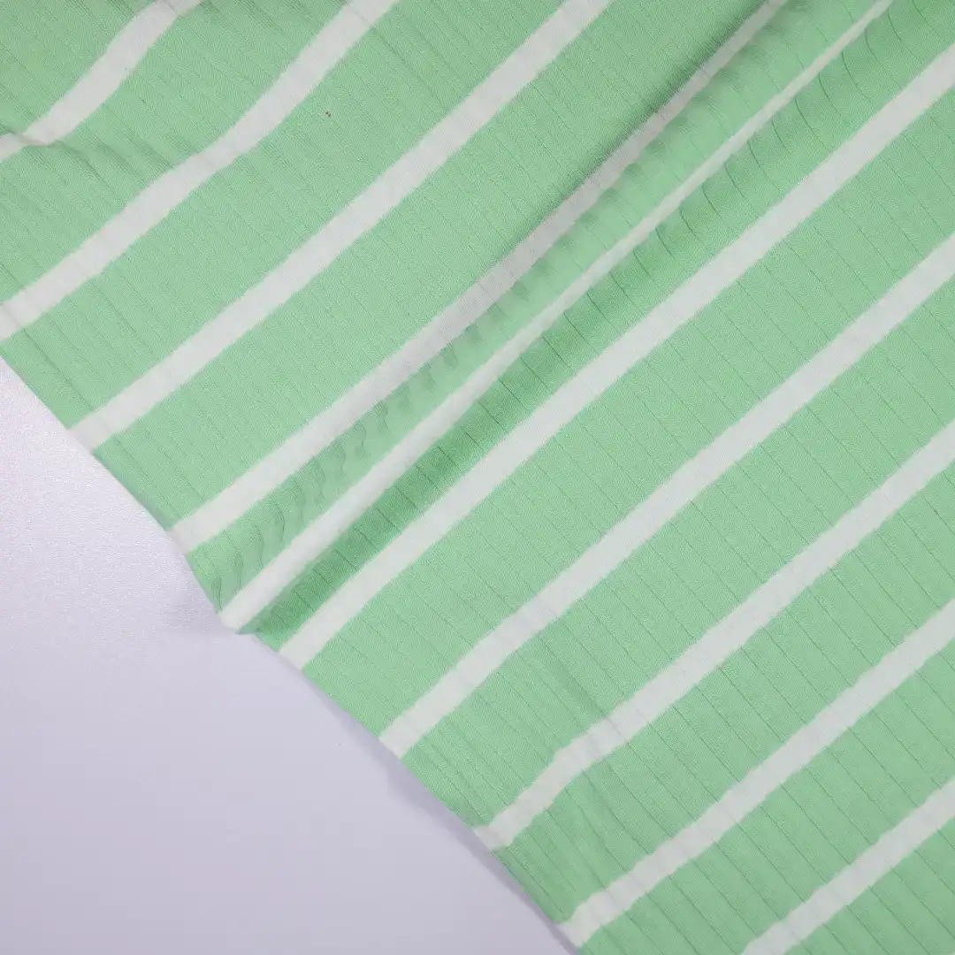 China Fabric for T-Shirt,Jogger,Strap Midi Dress,Tank Wrap Midi Dress Rib Knit Fabric Cotton Polyester Elastane Green color buy from China wholesaler bulk order at wholesale price free worldwide shipping Alibaba