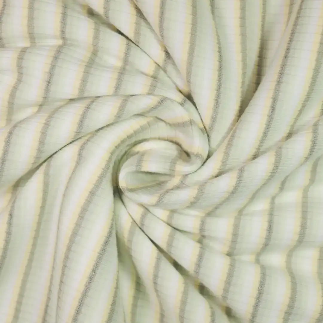 China Fabric for T-Shirt,Jogger,Ruffle Shirt Dress,Strap Midi Dress Rib Knit Fabric Cotton Polyester Elastane light green color buy from China wholesaler bulk order at wholesale price free worldwide shipping Alibaba