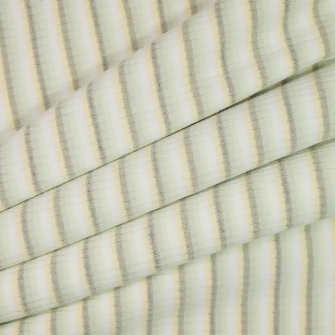China Fabric for T-Shirt,Jogger,Ruffle Shirt Dress,Strap Midi Dress Rib Knit Fabric Cotton Polyester Elastane light green color buy from China wholesaler bulk order at wholesale price free worldwide shipping Alibaba