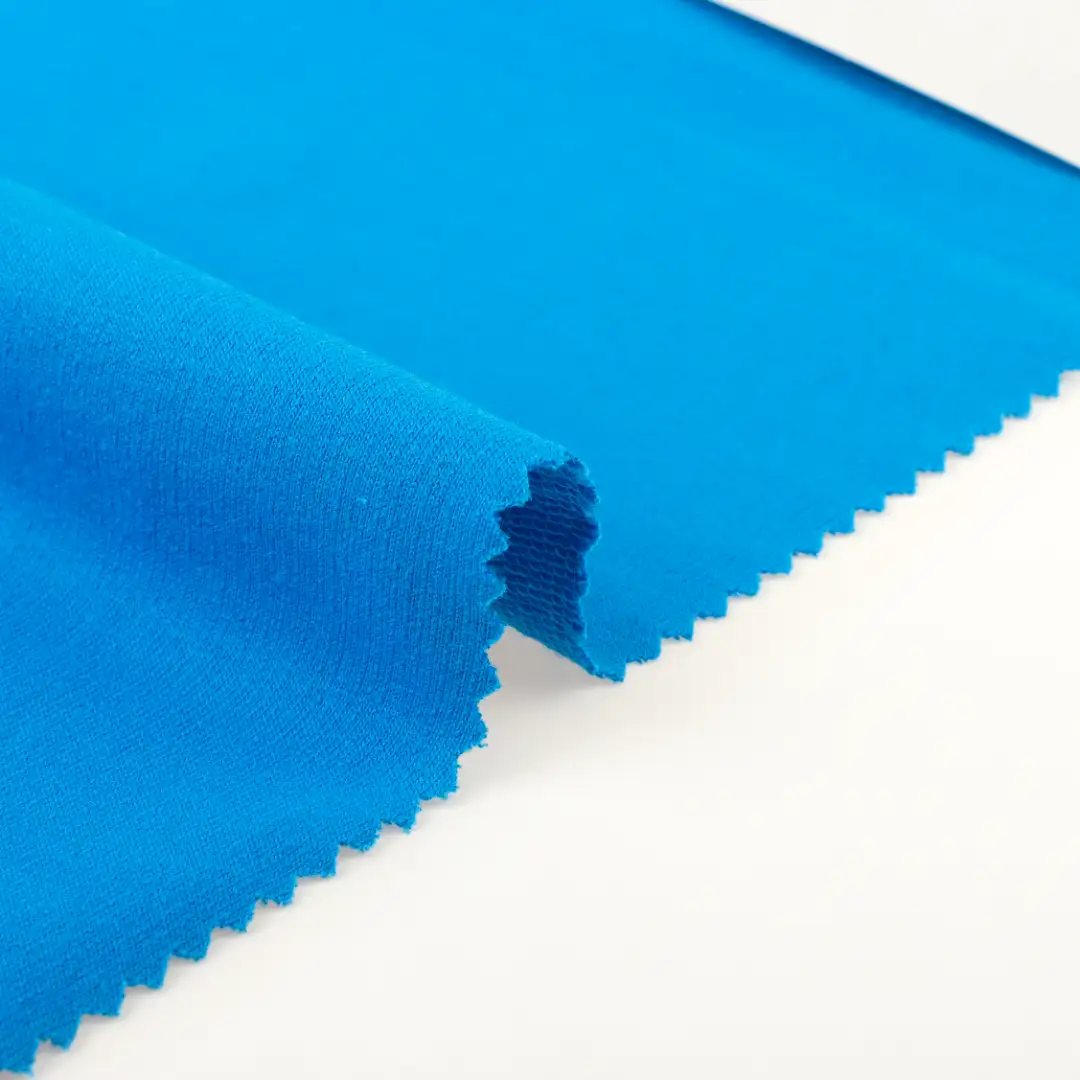 China Fabric for T-Shirt,Tank Top,Crop Top,Trench Coat,Pajamas,Loungewear French Terry Knit Fabric Cotton Polyester Spandex Blue color buy from China wholesaler bulk order at wholesale price free worldwide shipping Alibaba