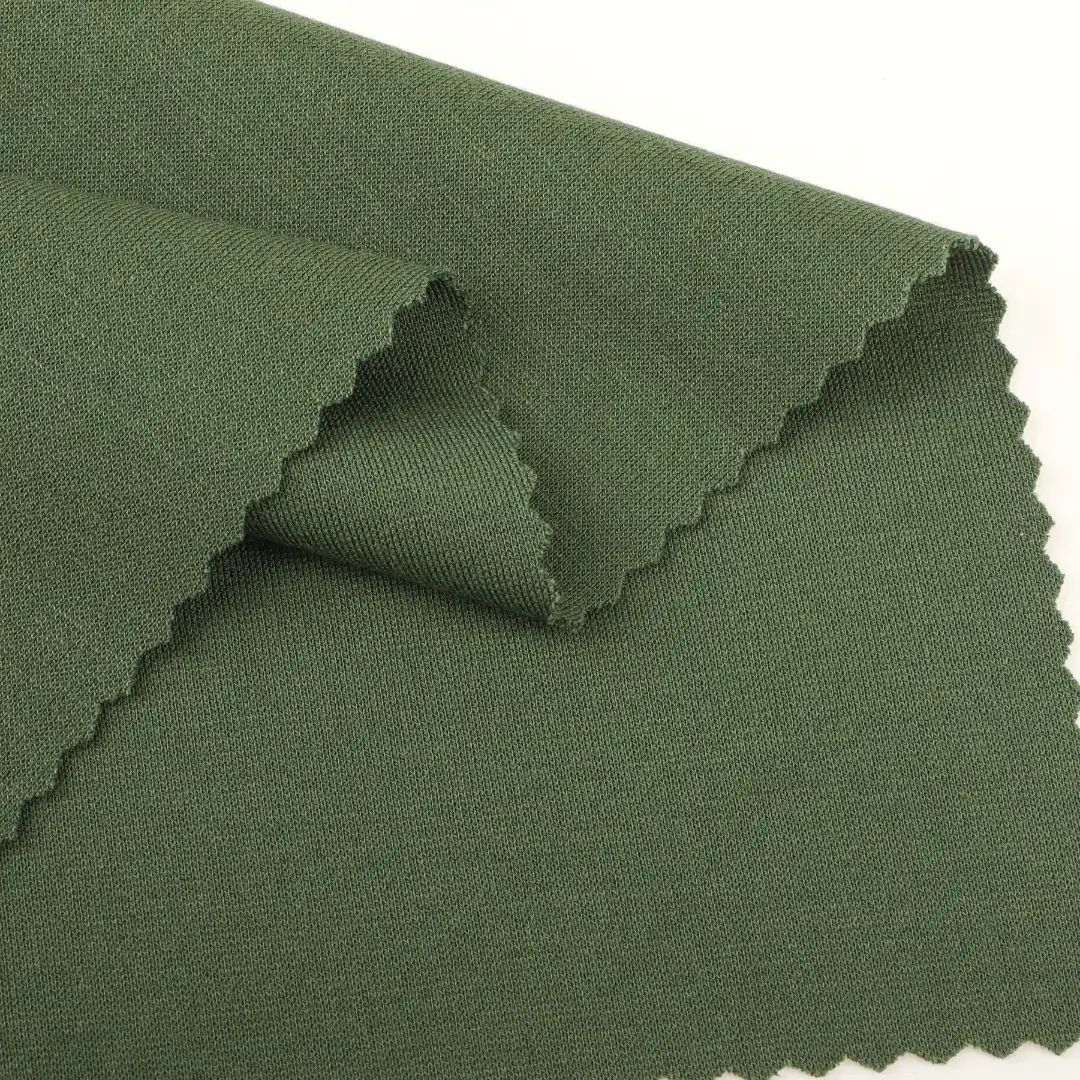 China Fabric for T-Shirt,Tank Top,Crop Top,Pajamas,Loungewear Ponte Roma Knit Fabric Rayon Nylon Spandex Green color buy from China wholesaler bulk order at wholesale price free worldwide shipping Alibaba
