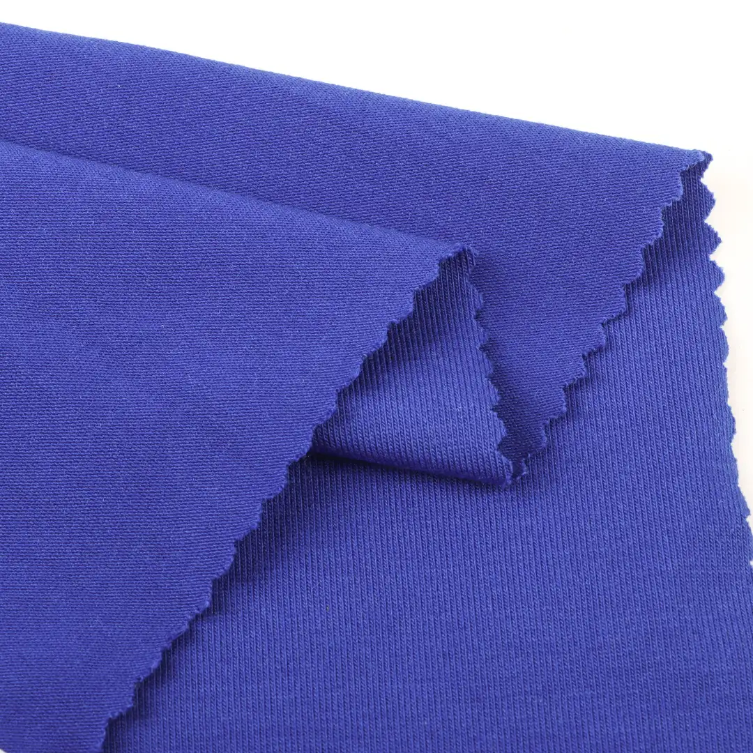 China Fabric for T-Shirt,Tank Top,Crop Top,Shorts,Pajamas Single Jersey Knit Fabric Cotton Modal Spandex Blue color buy from China wholesaler bulk order at wholesale price free worldwide shipping Alibaba
