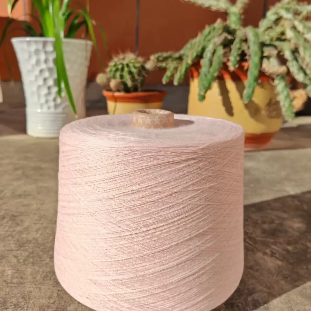 China Yarn for Full-Zipper Cardigan (Sweater),Half-Zipper Cardigan (Sweater) Ring Spun Regular Yarn Recycled Cotton Eco Vero Viscose pink color buy from China wholesaler bulk order at wholesale price free worldwide shipping Alibaba