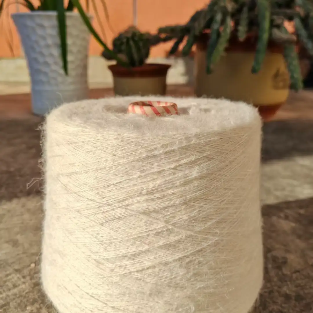 China Yarn for Open Cardigan (Sweater),Full-Zipper Cardigan (Sweater),Half-Zipper Cardigan (Sweater) Mossy Yarn Fancy Yarn Recycled Polyester RWS Wool off-white color buy from China wholesaler bulk order at wholesale price free worldwide shipping Alibaba