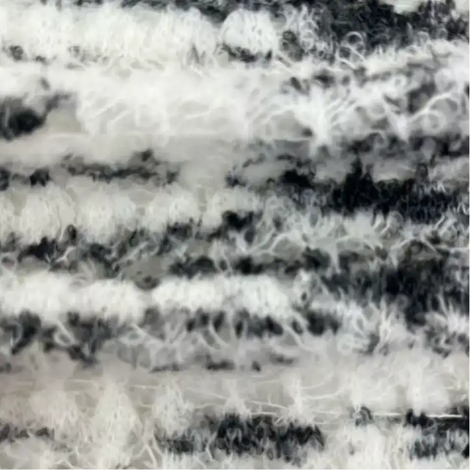 China Yarn for Ladies Vest (Sweater),U-Neck Cardigan (Sweater),Kids Ruffled Edge Jumper (Sweater) Boucle Yarn Fancy Yarn Polyester Nylon Acrylic Wool White+BLACK color buy from China wholesaler bulk order at wholesale price free worldwide shipping Alibaba