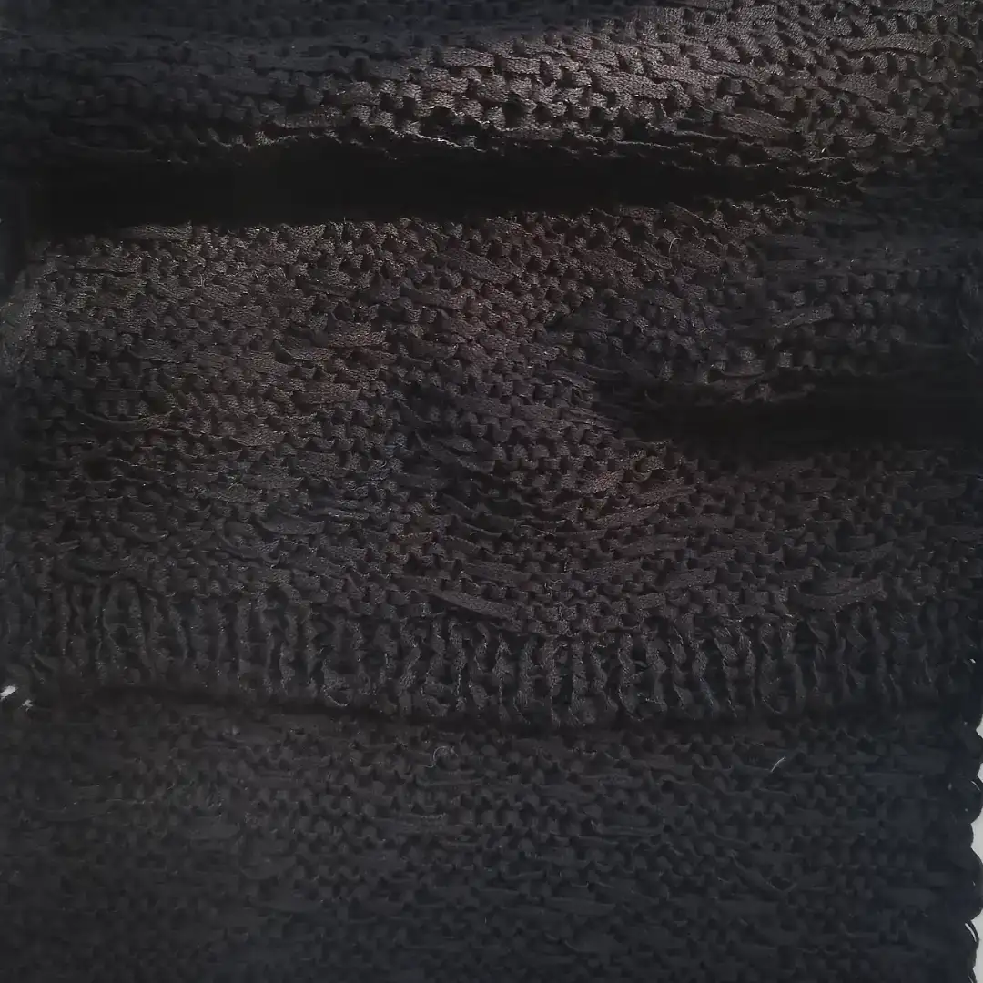 China Yarn for Ladies Vest (Sweater),Open Cardigan (Sweater),Round Neck Pullover (Sweater) Flat Tape Yarn Fancy Yarn Cotton Polyester Black color buy from China wholesaler bulk order at wholesale price free worldwide shipping Alibaba
