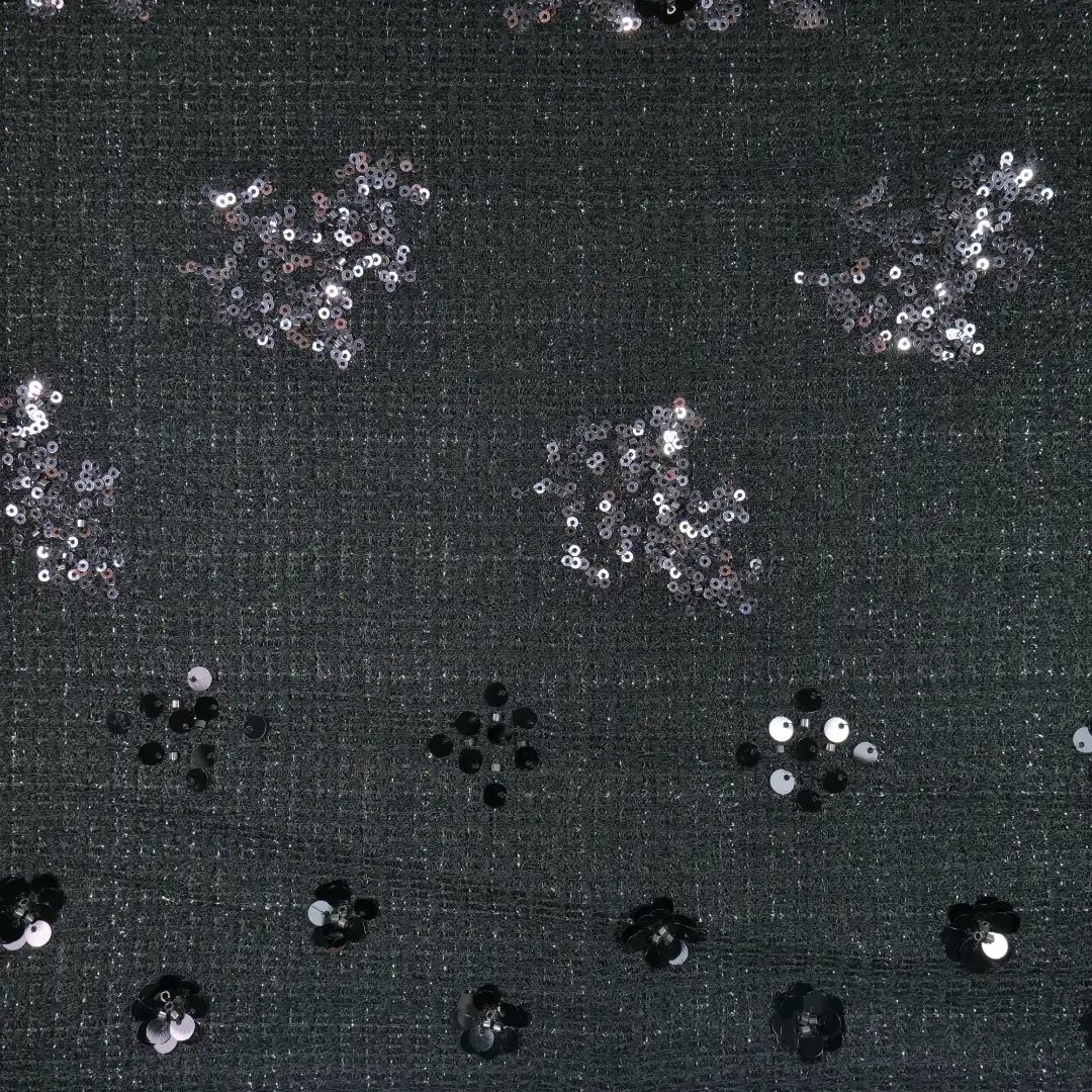 China Fabric for Shirt,Skirt,Kids Puff Sleeve Tier Dress Chanel-Style Fabric Woolen Wool Polyester Lurex Spandex Black color buy from China wholesaler bulk order at wholesale price free worldwide shipping Alibaba