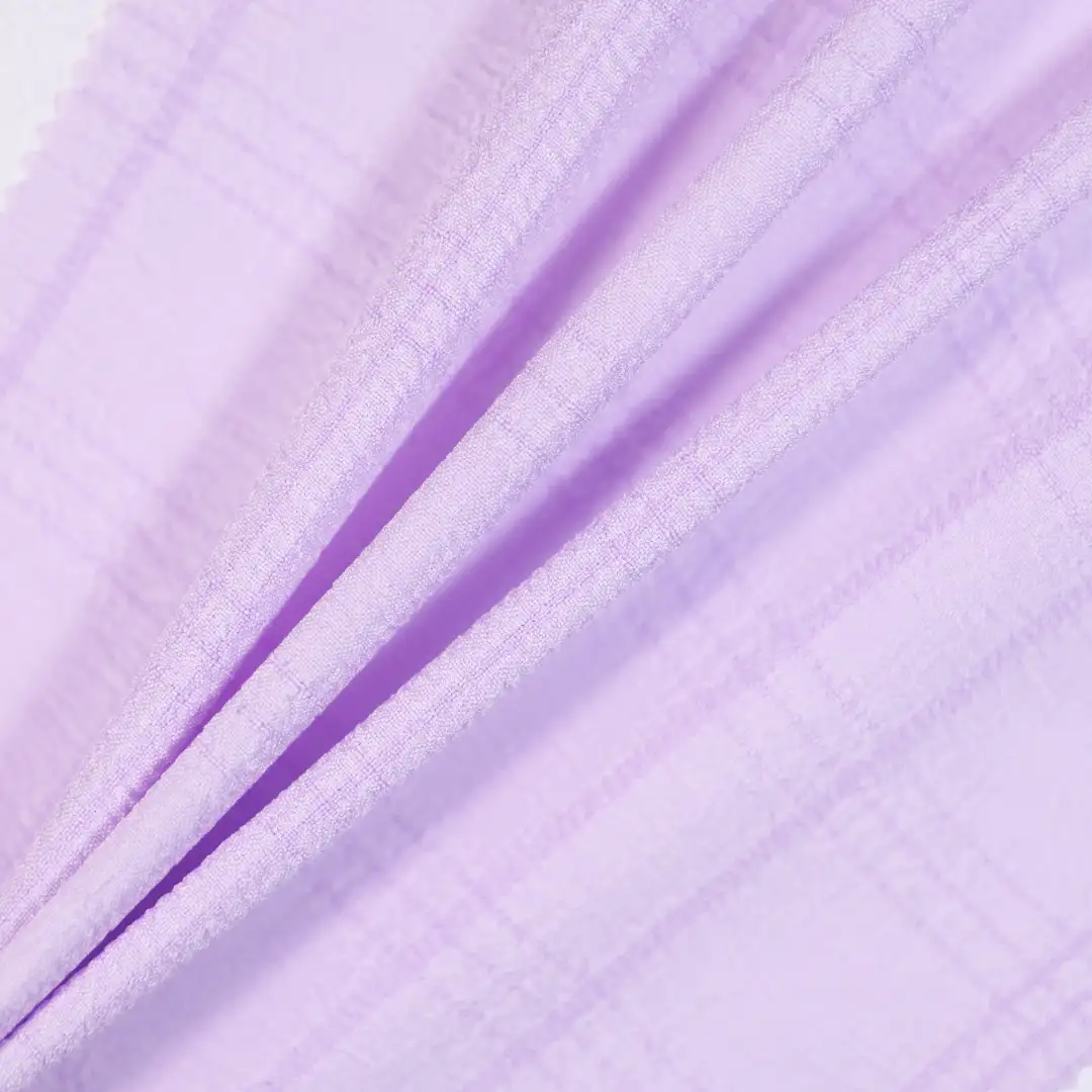 China Fabric for Gathered Strappy Mini Dress,Strap Midi Dress Crepe Woven Blended Fabric Polyester Spandex purple color buy from China wholesaler bulk order at wholesale price free worldwide shipping Alibaba