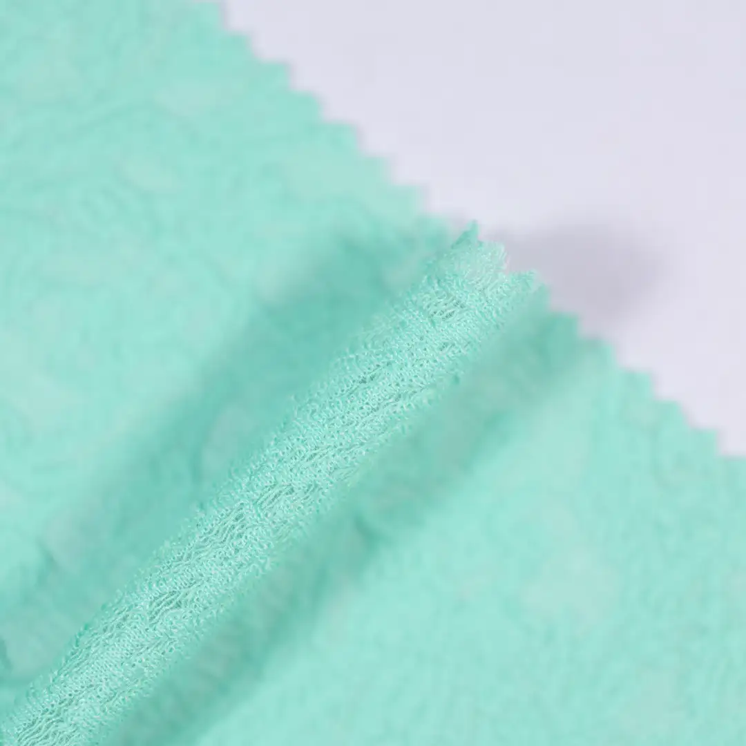 China Fabric for Skirt,Backless Beach Dress Lace Knit Fabric Polyester Nylon cyan color buy from China wholesaler bulk order at wholesale price free worldwide shipping Alibaba