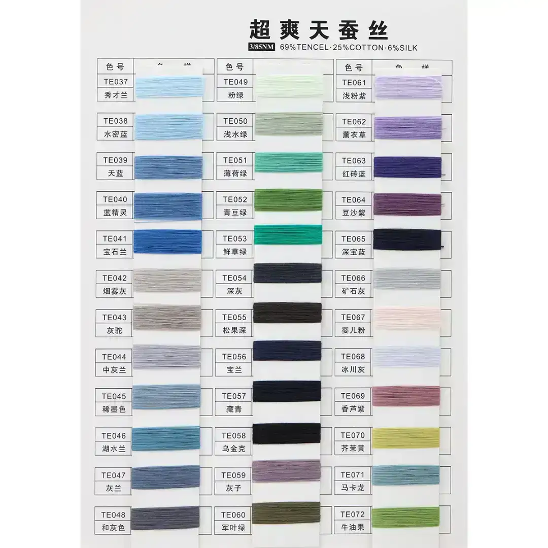 China Yarn for Crop Top Pullover (Sweater),Dresses (Cardigan Open) (Sweater) Mulberry Silk Filament Tencel Cotton Silk green color buy from China wholesaler bulk order at wholesale price free worldwide shipping Alibaba