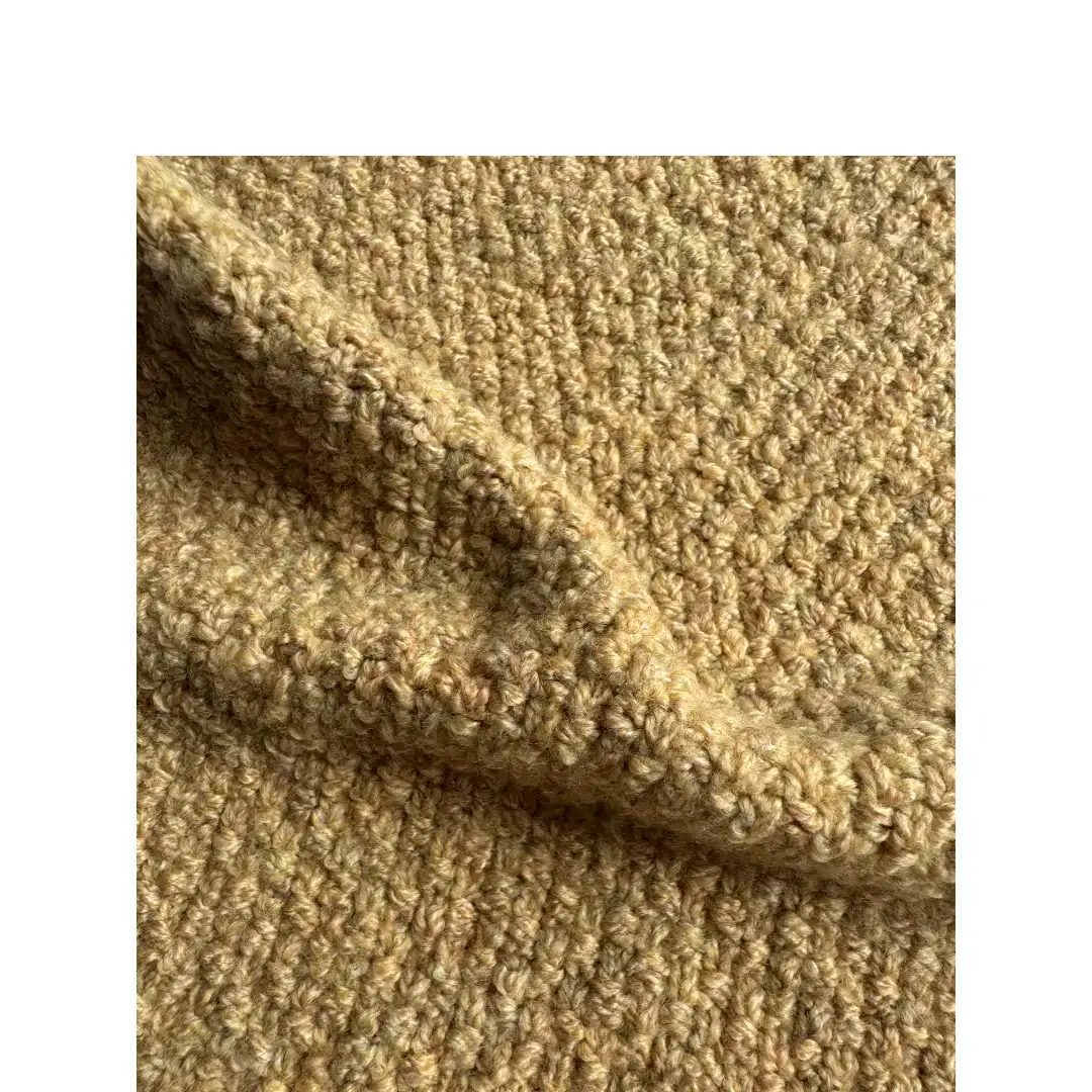 China Yarn for Open Cardigan (Sweater),Round Neck Pullover (Sweater),Hoodie  (Sweater) Mossy Yarn Fancy Yarn Recycled Polyester BCI Cotton Spandex khaki color buy from China wholesaler bulk order at wholesale price free worldwide shipping Alibaba