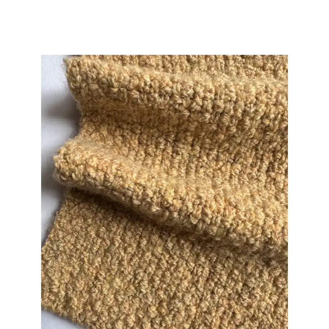 China Yarn for Open Cardigan (Sweater),Round Neck Pullover (Sweater),Hoodie  (Sweater) Mossy Yarn Fancy Yarn Recycled Polyester BCI Cotton Spandex khaki color buy from China wholesaler bulk order at wholesale price free worldwide shipping Alibaba