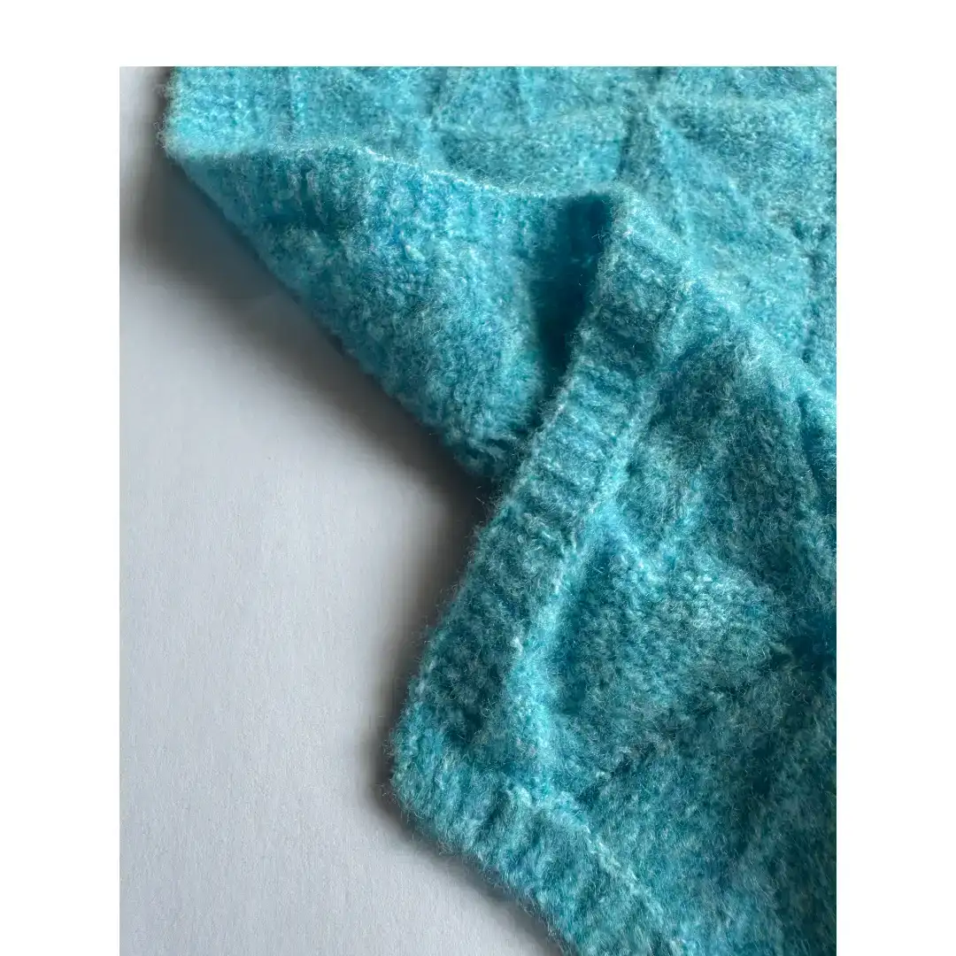 China Yarn for Open Cardigan (Sweater),Round Neck Pullover (Sweater),Hoodie  (Sweater) Mossy Yarn Fancy Yarn Recycled Polyester Acrylic Spandex Blue color buy from China wholesaler bulk order at wholesale price free worldwide shipping Alibaba