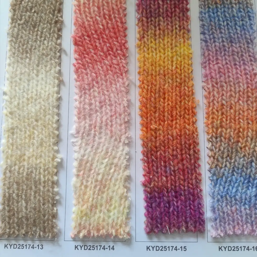 China Yarn for Half-Zipper Cardigan (Sweater),Knitted Trousers (Sweater),Knitted Jacket (Sweater) Air Spun Yarn Fancy Yarn Recycled Acrylic Recycled Polyester RWS Wool 橙紫渐变 color buy from China wholesaler bulk order at wholesale price free worldwide shipping Alibaba