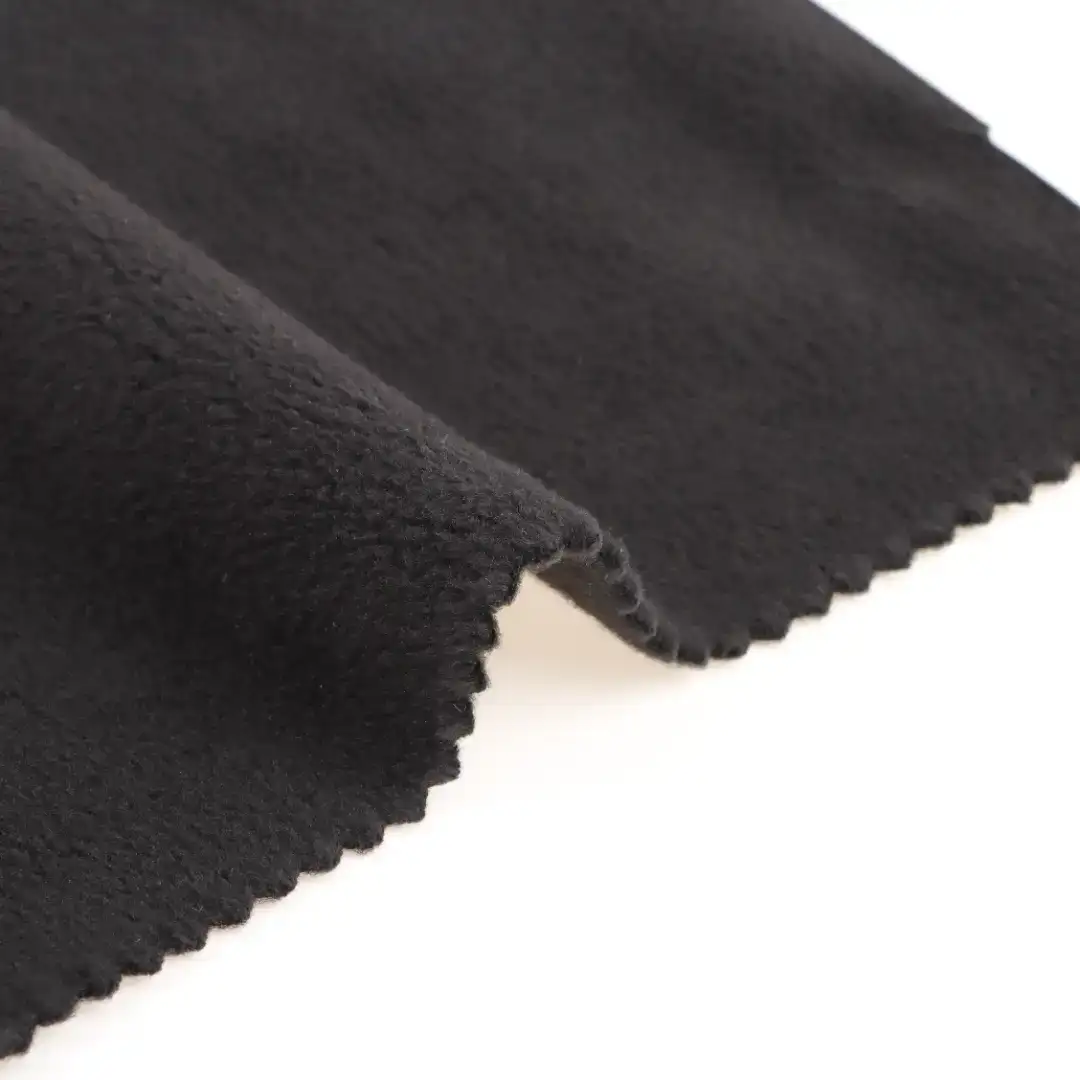 China Fabric for Jackets,Blouse Fleece Knit Fabric Polyester Spandex Black color buy from China wholesaler bulk order at wholesale price free worldwide shipping Alibaba