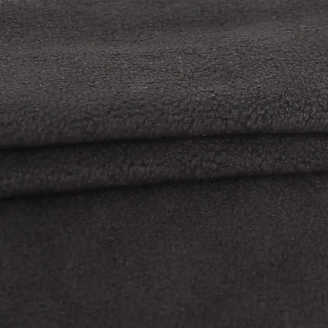 China Fabric for Jackets,Blouse Fleece Knit Fabric Polyester Spandex Black color buy from China wholesaler bulk order at wholesale price free worldwide shipping Alibaba