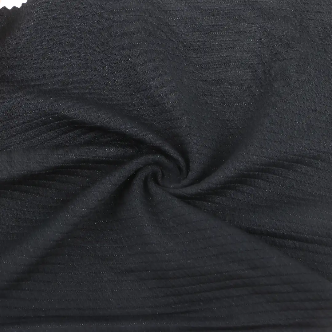 China Fabric for Jackets,Blouse Weft Jacquard Knit Fabric Polyester Spandex Black color buy from China wholesaler bulk order at wholesale price free worldwide shipping Alibaba