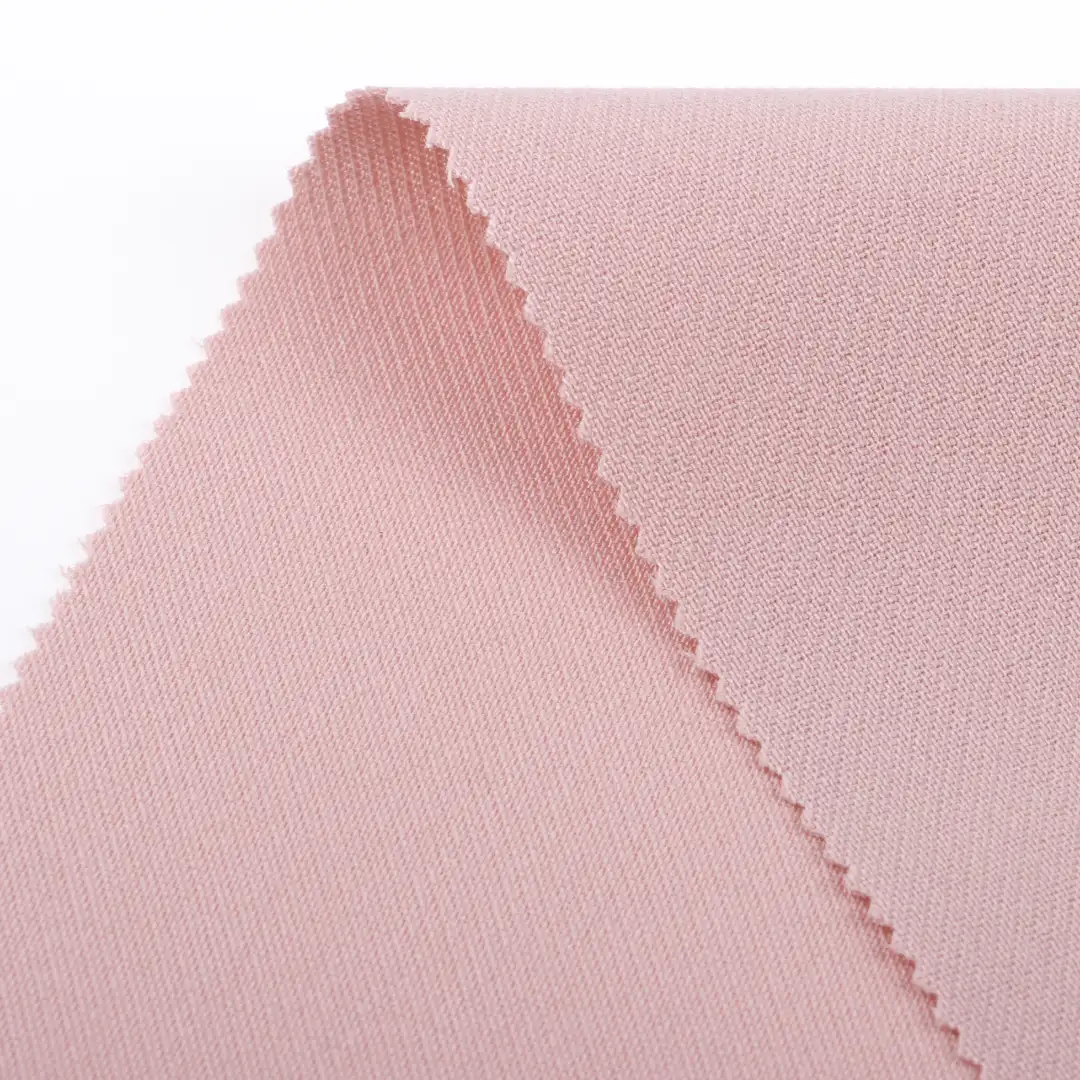 China Fabric  Polyester/Rayon Twill Woven Blended Fabric Polyester Rayon Spandex Pink-14# color buy from China wholesaler bulk order at wholesale price free worldwide shipping Alibaba