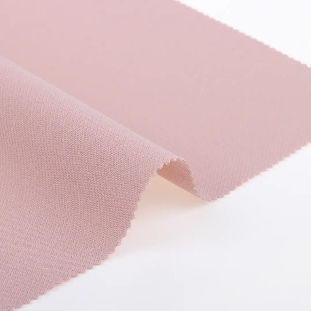 China Fabric  Polyester/Rayon Twill Woven Blended Fabric Polyester Rayon Spandex Pink-14# color buy from China wholesaler bulk order at wholesale price free worldwide shipping Alibaba