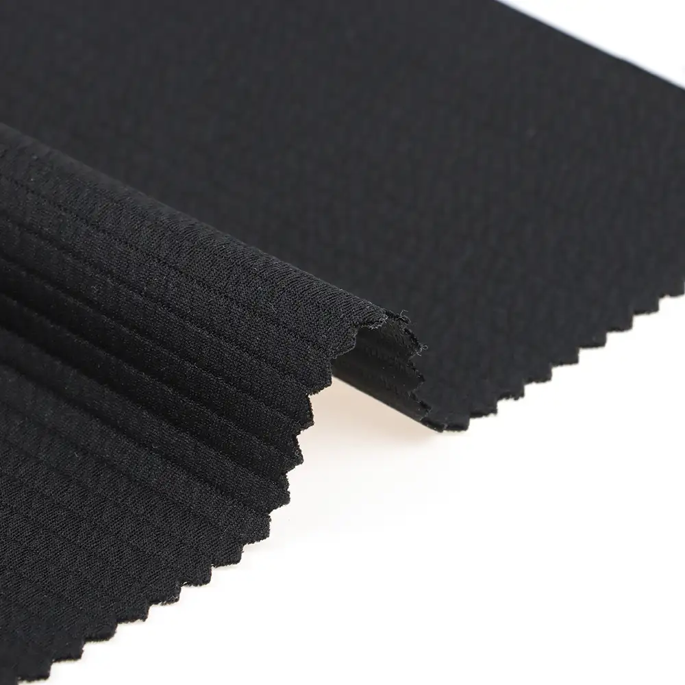 China Fabric for Blazer,Overcoat Ottoman Knit Fabric Polyester Spandex BLACK color buy from China wholesaler bulk order at wholesale price free worldwide shipping Alibaba