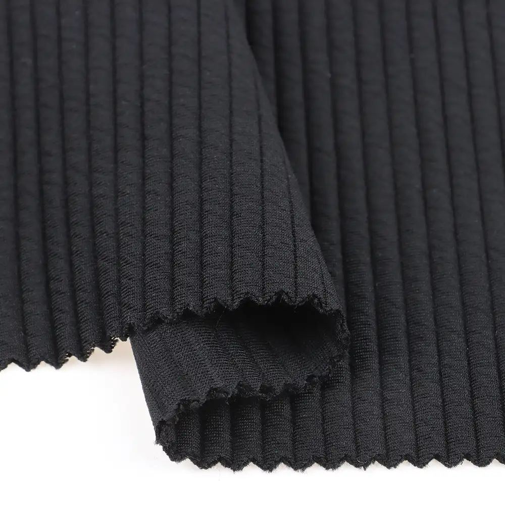 China Fabric for Blazer Ottoman Knit Fabric Polyester Elastane black color buy from China wholesaler bulk order at wholesale price free worldwide shipping Alibaba