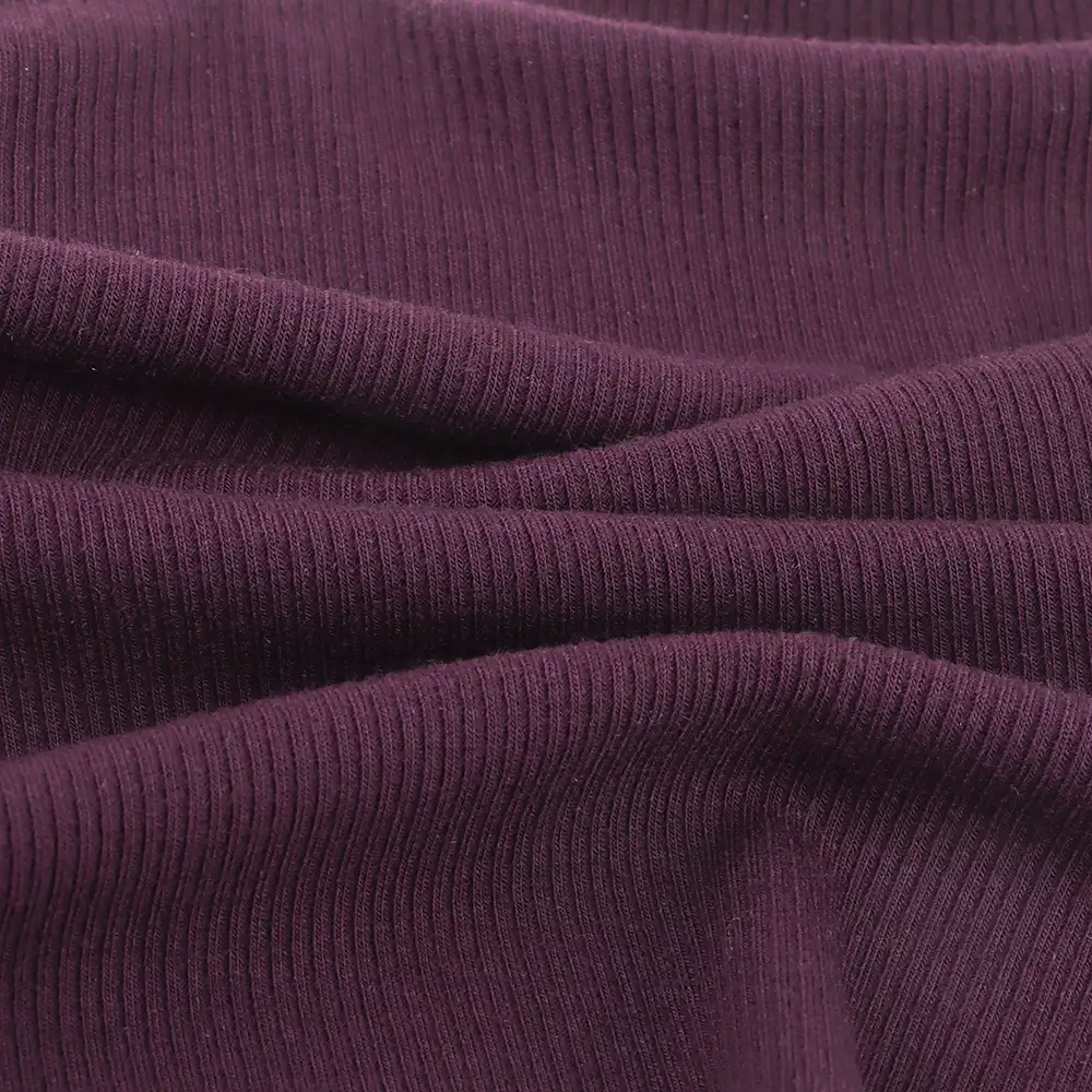 China Fabric for T-Shirt Rib Knit Fabric Polyester Rayon Elastane violet color buy from China wholesaler bulk order at wholesale price free worldwide shipping Alibaba