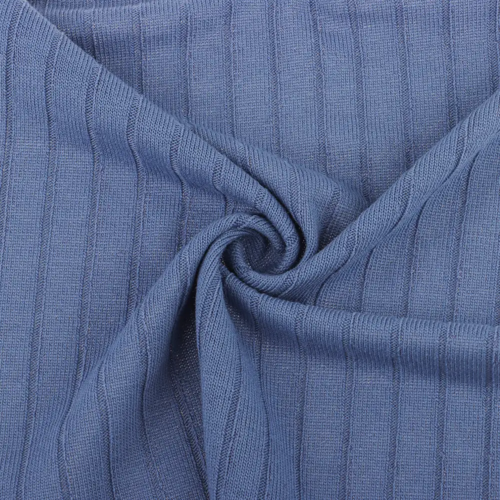 China Fabric for T-Shirt Rib Knit Fabric Polyester Rayon Elastane blue color buy from China wholesaler bulk order at wholesale price free worldwide shipping Alibaba