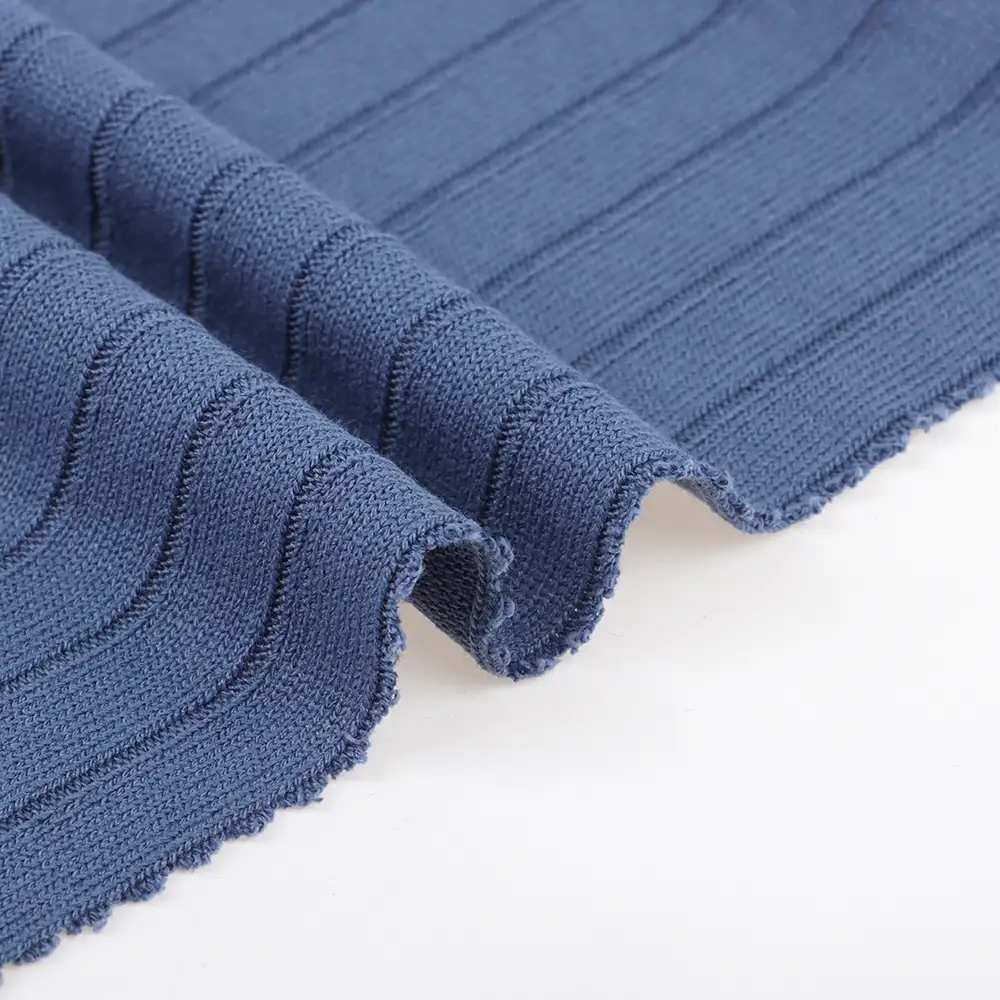 China Fabric for T-Shirt Rib Knit Fabric Polyester Rayon Elastane blue color buy from China wholesaler bulk order at wholesale price free worldwide shipping Alibaba