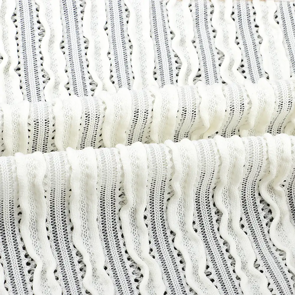 China Fabric for Blouse Lace Knit Fabric Polyester Elastane creamy white color buy from China wholesaler bulk order at wholesale price free worldwide shipping Alibaba