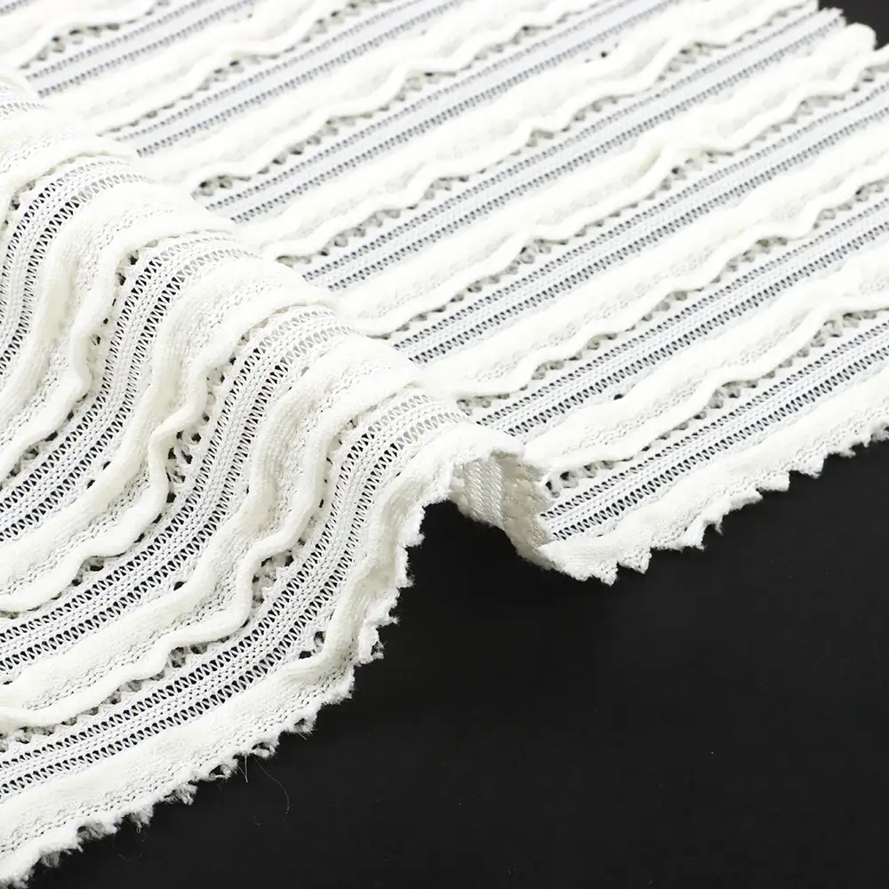 China Fabric for Blouse Lace Knit Fabric Polyester Elastane creamy white color buy from China wholesaler bulk order at wholesale price free worldwide shipping Alibaba