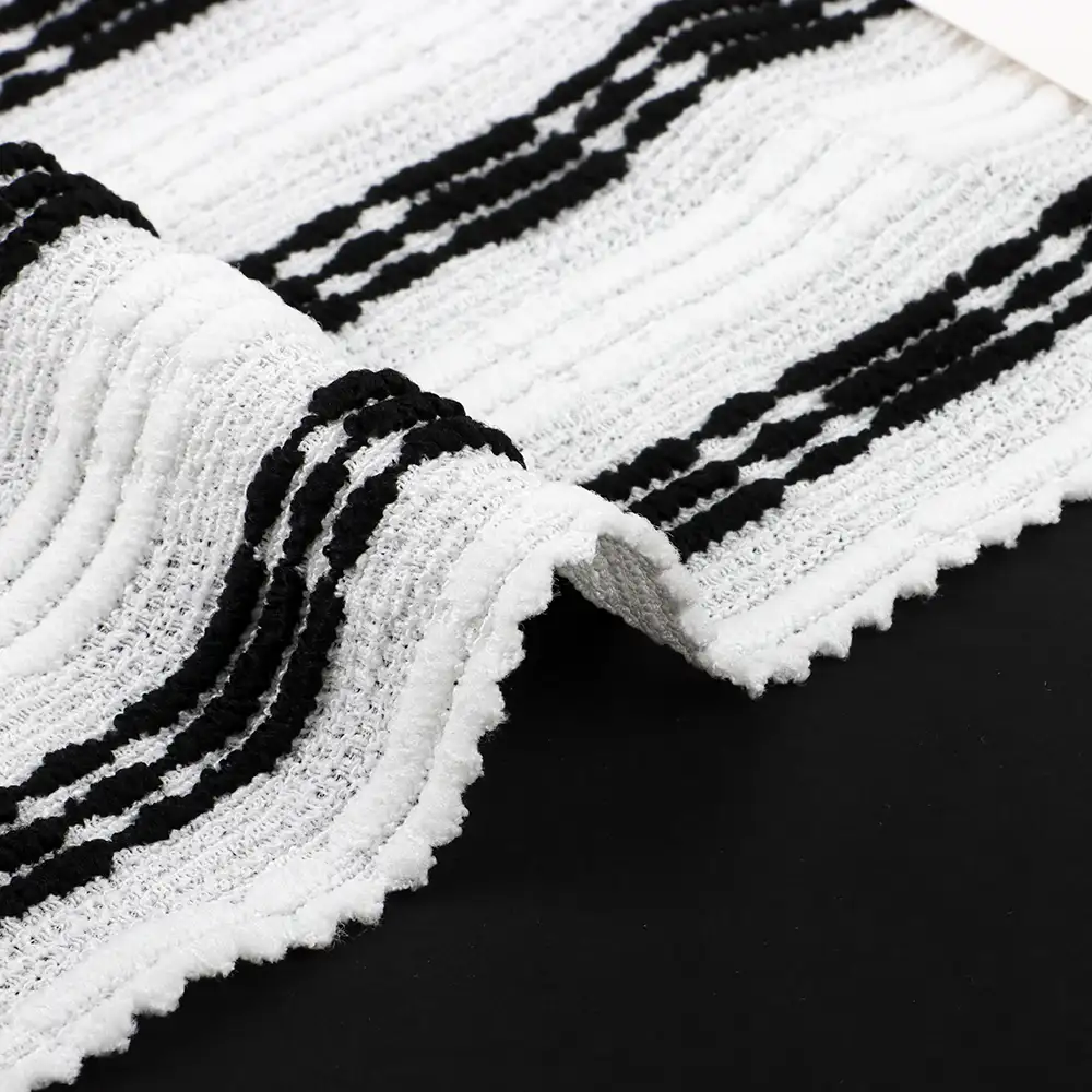 China Fabric for Blouse Lace Knit Fabric Polyester Elastane black/white color buy from China wholesaler bulk order at wholesale price free worldwide shipping Alibaba