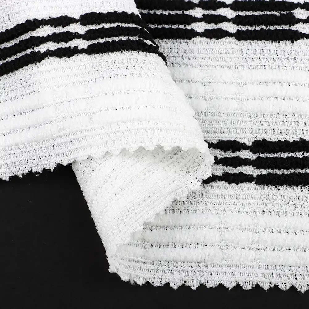 China Fabric for Blouse Lace Knit Fabric Polyester Elastane black/white color buy from China wholesaler bulk order at wholesale price free worldwide shipping Alibaba