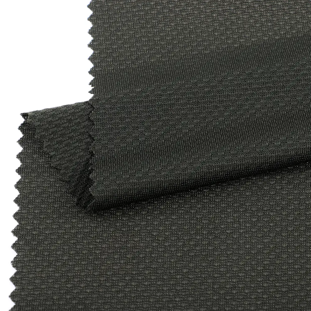 China Fabric for T-Shirt Birdeye Mesh Knit Fabric Polyester Elastane green color buy from China wholesaler bulk order at wholesale price free worldwide shipping Alibaba