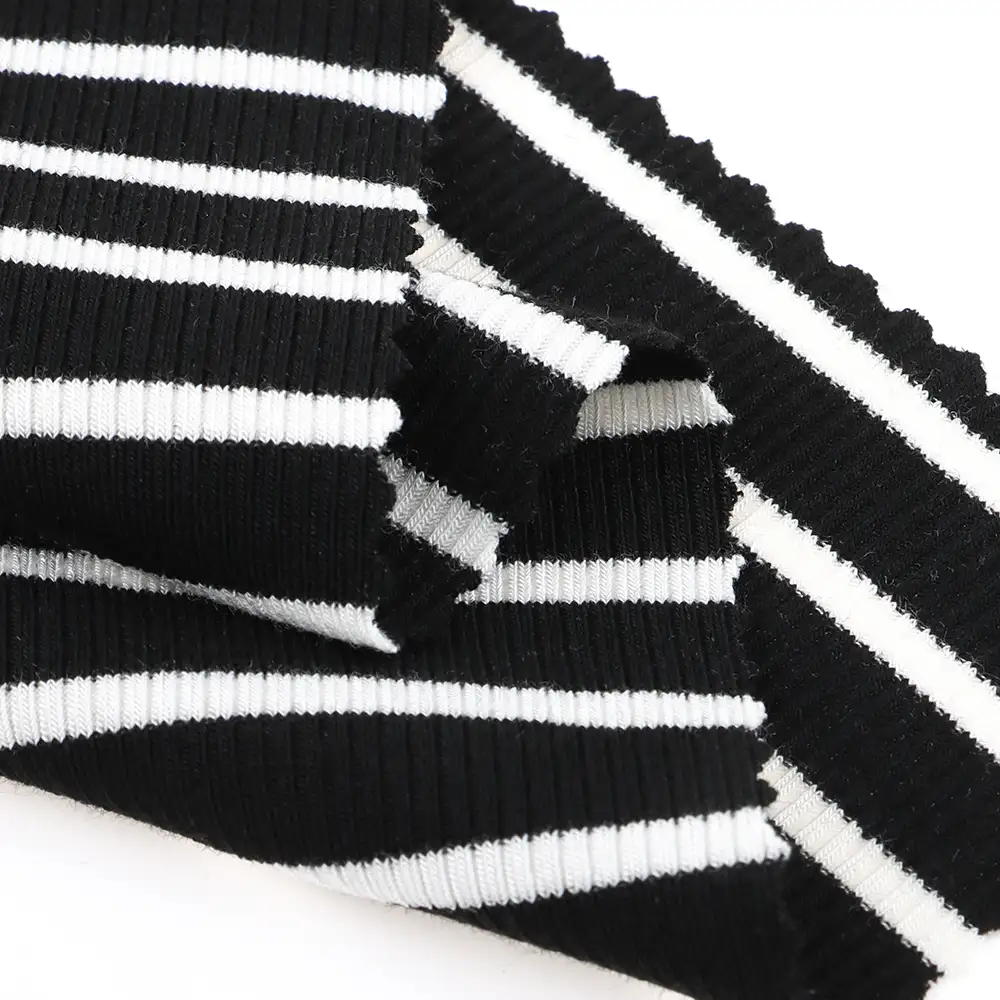 China Fabric for T-Shirt Rib Knit Fabric Polyester Rayon Elastane black/white color buy from China wholesaler bulk order at wholesale price free worldwide shipping Alibaba