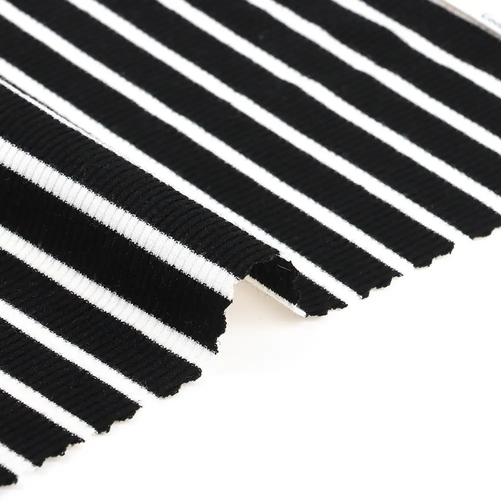 China Fabric for T-Shirt Rib Knit Fabric Polyester Rayon Elastane black/white color buy from China wholesaler bulk order at wholesale price free worldwide shipping Alibaba