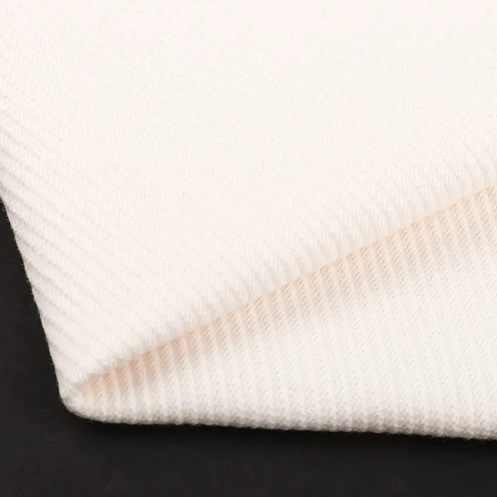 China Fabric for T-Shirt Weft Jacquard Knit Fabric Cotton Polyester Elastane off-white color buy from China wholesaler bulk order at wholesale price free worldwide shipping Alibaba