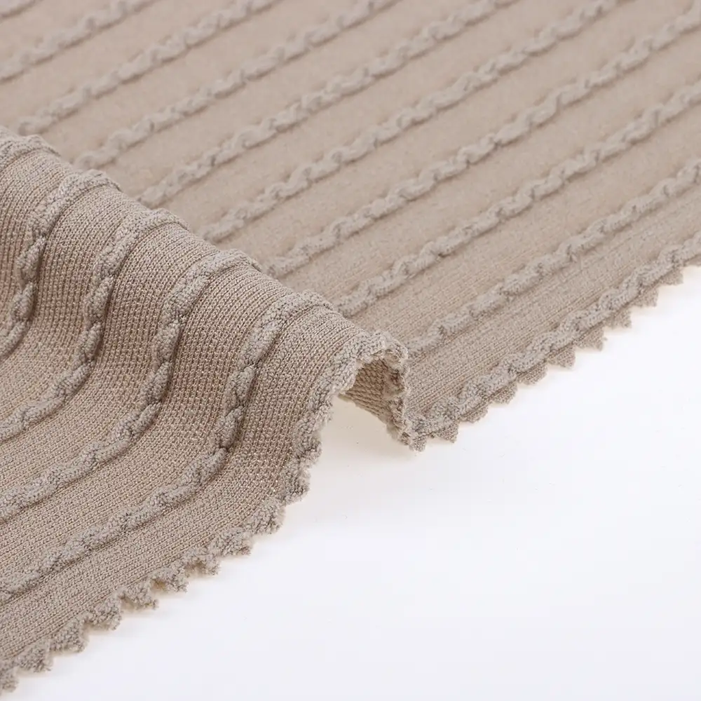 China Fabric for T-Shirt Weft Jacquard Knit Fabric Polyester Elastane coffee color color buy from China wholesaler bulk order at wholesale price free worldwide shipping Alibaba