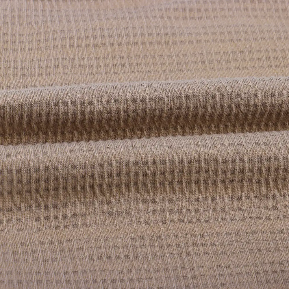 China Fabric for T-Shirt Weft Jacquard Knit Fabric Polyester Cotton Elastane light coffee color color buy from China wholesaler bulk order at wholesale price free worldwide shipping Alibaba