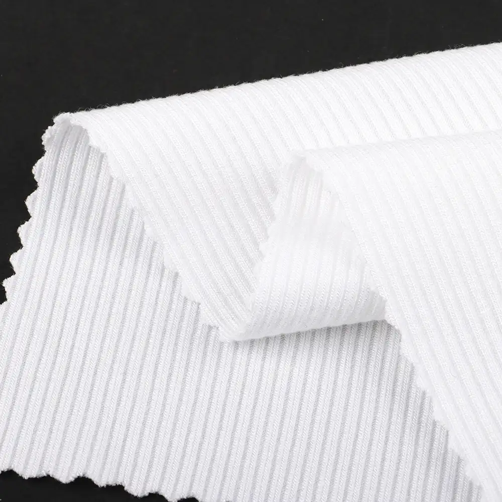 China Fabric for T-Shirt Rib Knit Fabric Rayon Elastane white color buy from China wholesaler bulk order at wholesale price free worldwide shipping Alibaba