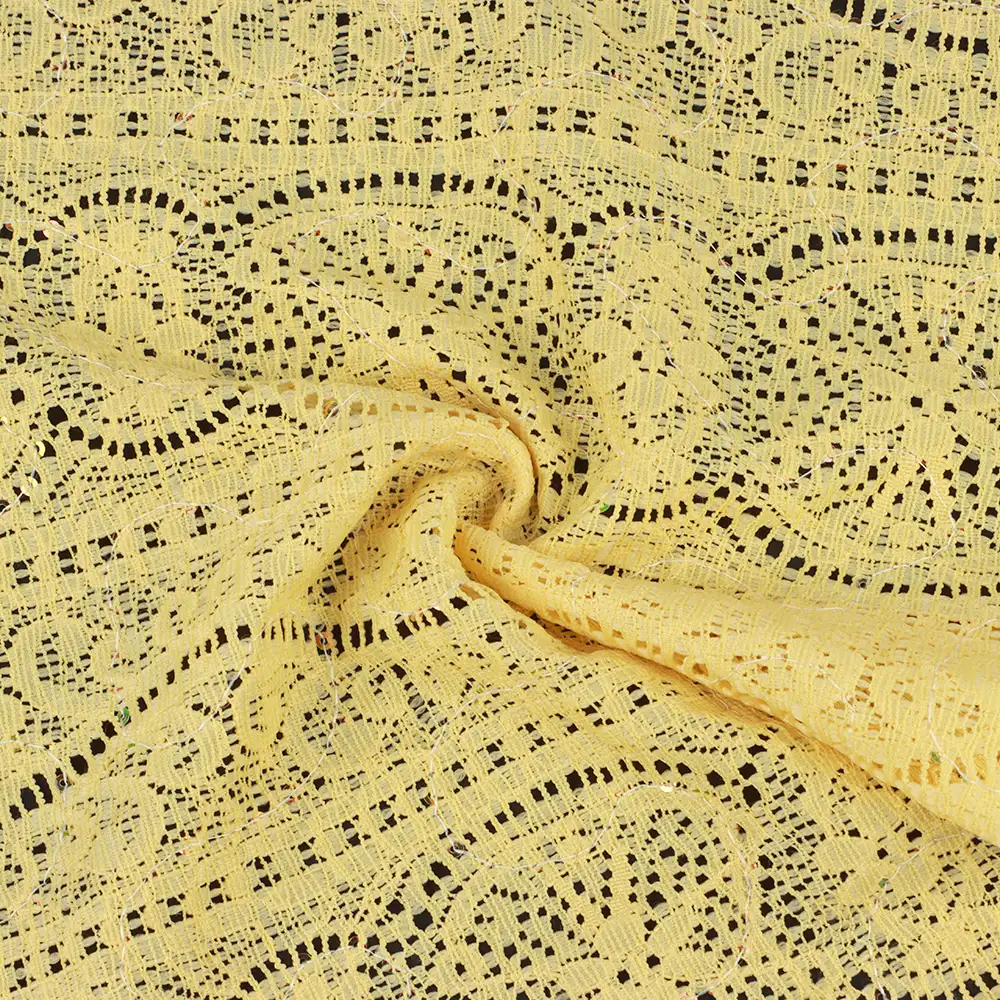 China Fabric  Lace Knit Fabric Yellow color buy in China wholesaler bulk order at wholesale price free worldwide shipping Alibaba