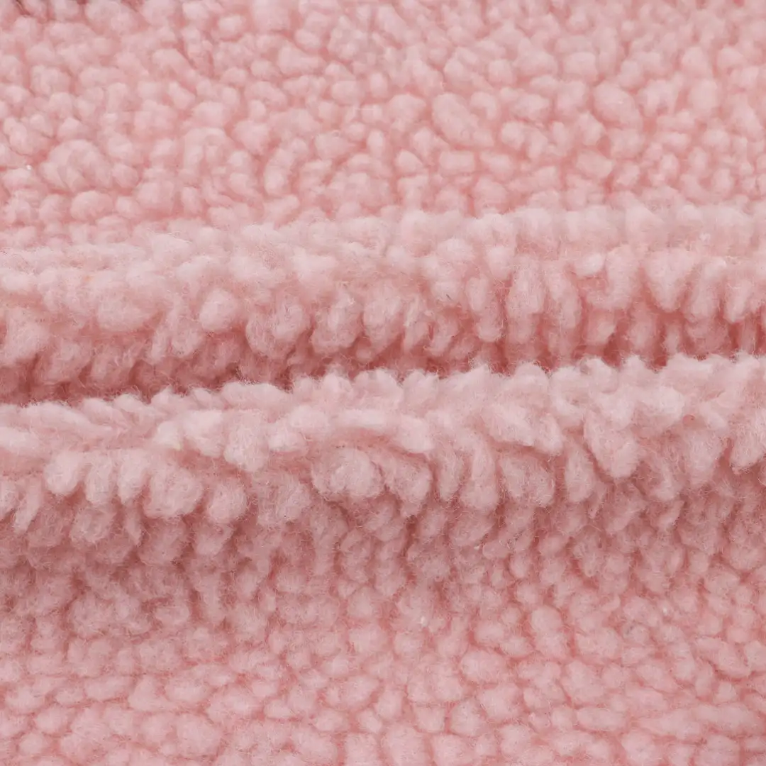 China Fabric for Overcoat,Bomber Jacket,Trench Coat Sherpa Knit Fabric Polyester Pink color buy from China wholesaler bulk order at wholesale price free worldwide shipping Alibaba