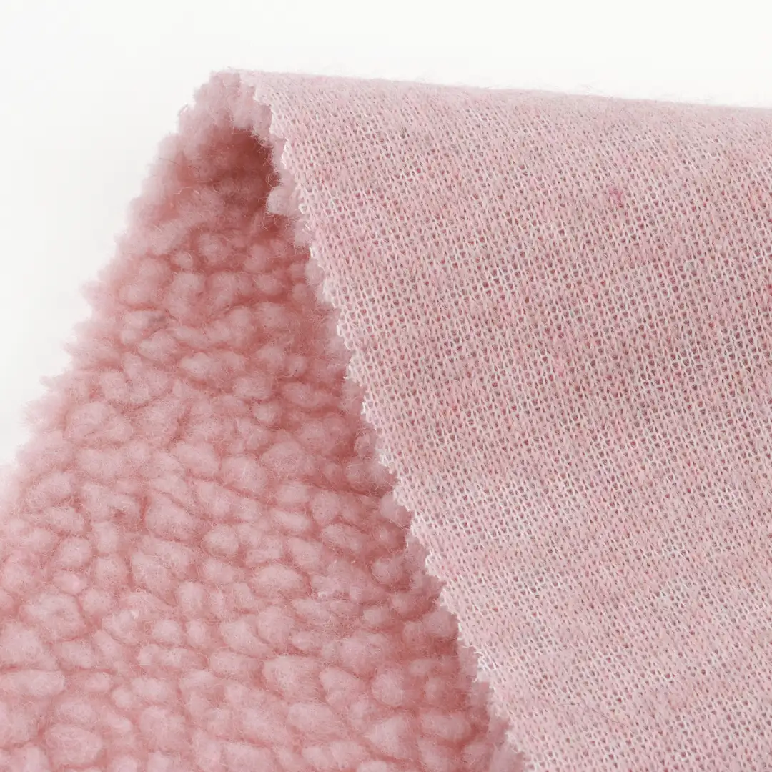 China Fabric for Overcoat,Bomber Jacket,Trench Coat Sherpa Knit Fabric Polyester Pink color buy from China wholesaler bulk order at wholesale price free worldwide shipping Alibaba