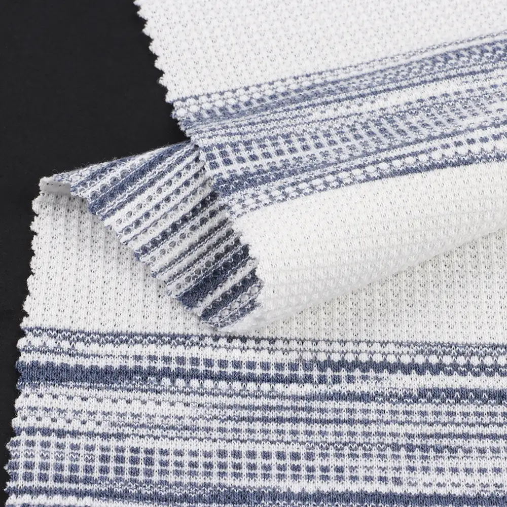 China Fabric for Loungewear,Pajamas,Hoodie Waffle Knit Fabric Polyester Cotton Blue and white color buy from China wholesaler bulk order at wholesale price free worldwide shipping Alibaba