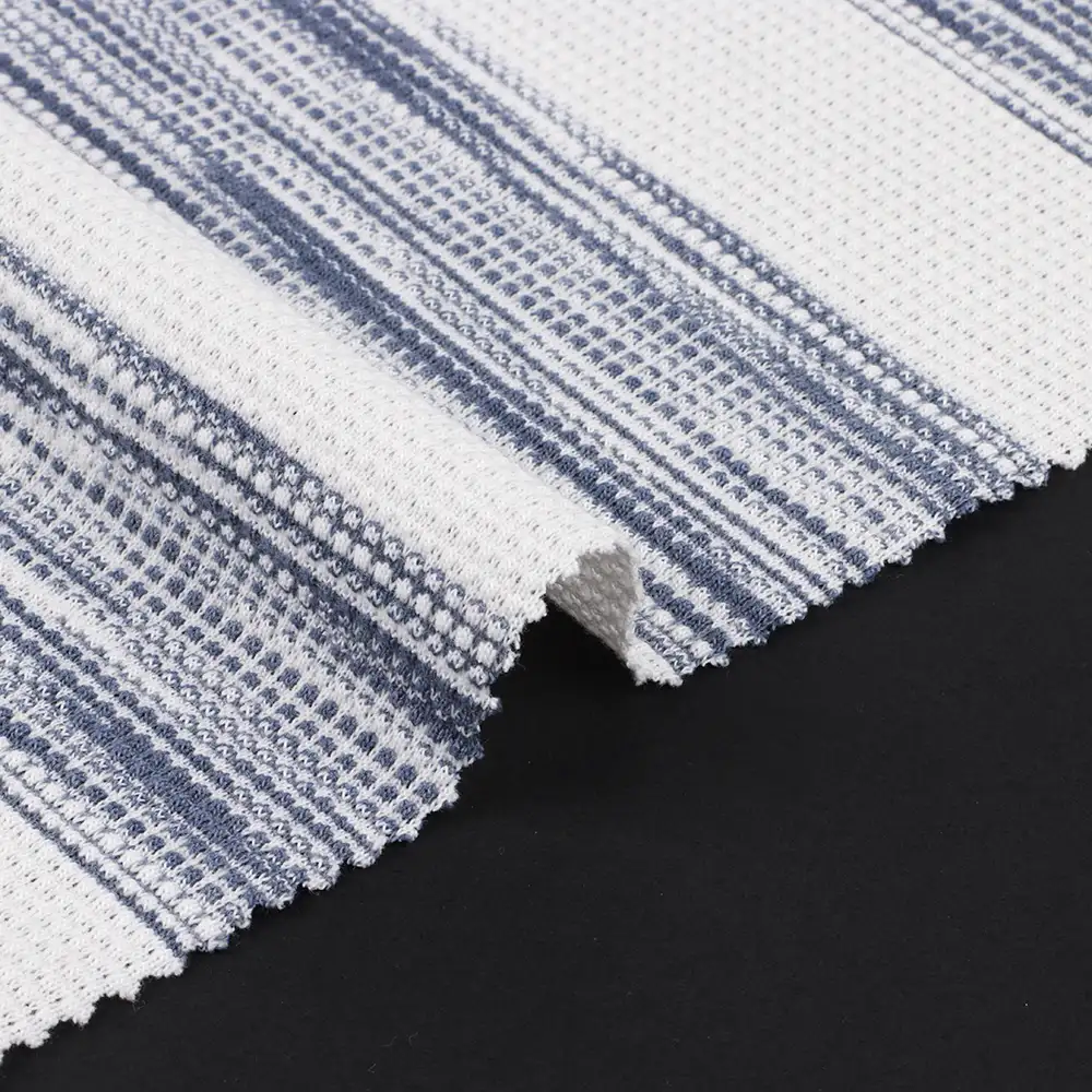 China Fabric for Loungewear,Pajamas,Hoodie Waffle Knit Fabric Polyester Cotton Blue and white color buy from China wholesaler bulk order at wholesale price free worldwide shipping Alibaba