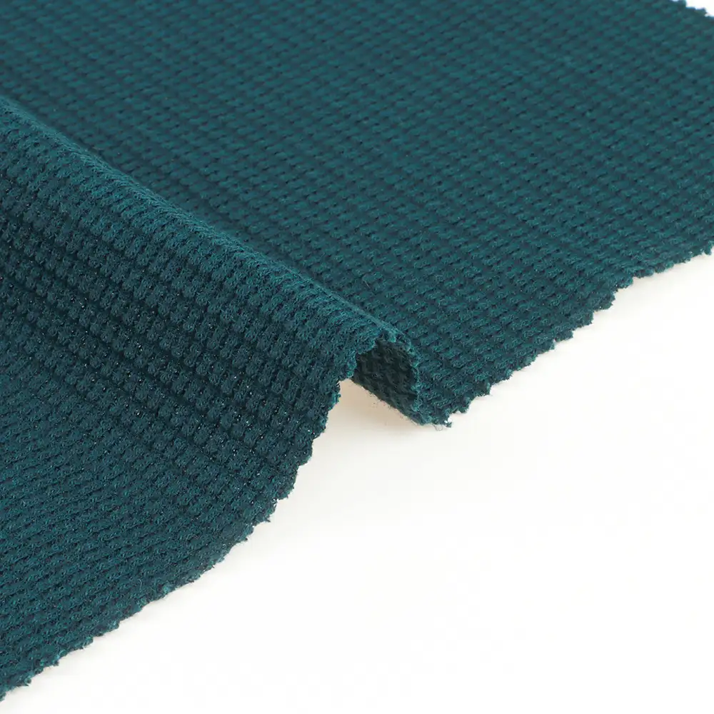 China Fabric for Loungewear,Pajamas,Hoodie Waffle Knit Fabric Polyester Cotton Spandex Green color buy from China wholesaler bulk order at wholesale price free worldwide shipping Alibaba