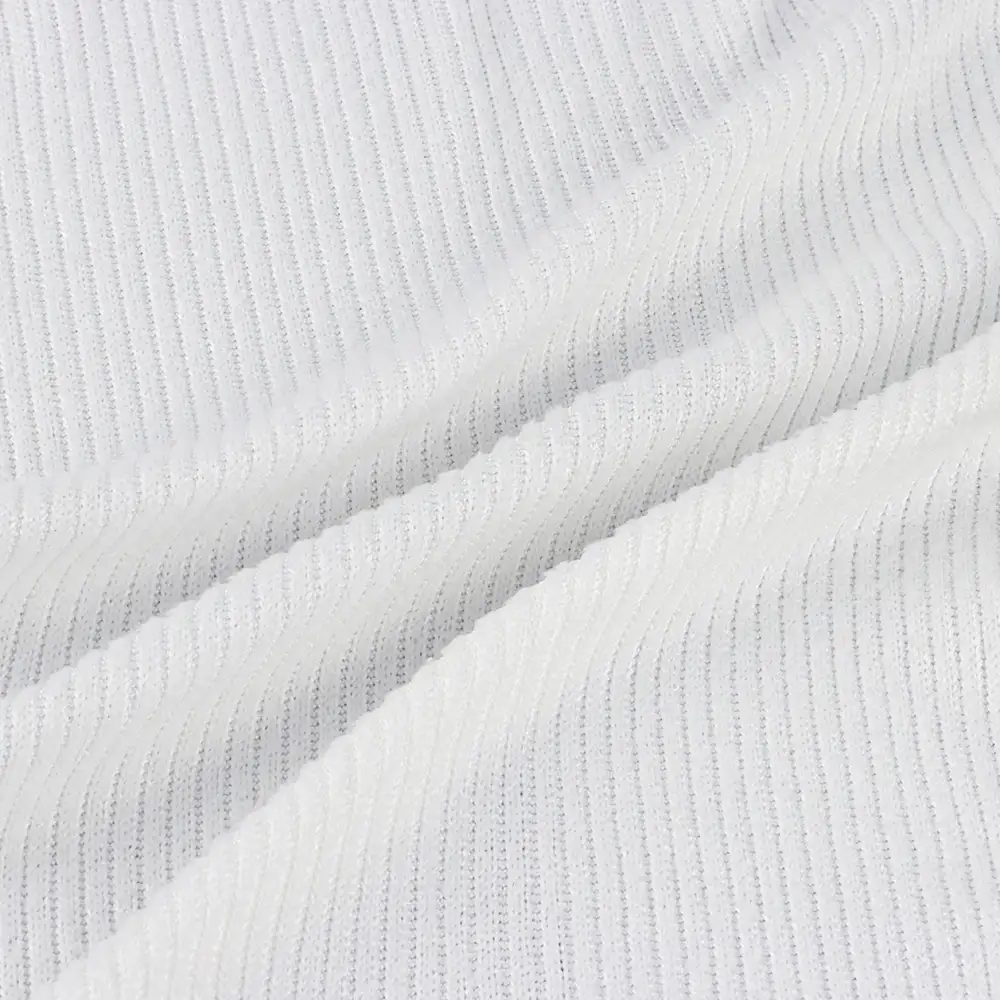 China Fabric  Rib Knit Fabric Polyester Spandex White color buy from China wholesaler bulk order at wholesale price free worldwide shipping Alibaba