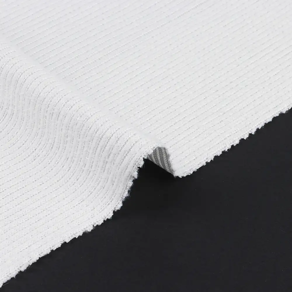 China Fabric  Rib Knit Fabric Polyester Spandex White color buy from China wholesaler bulk order at wholesale price free worldwide shipping Alibaba